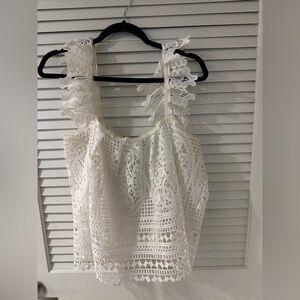Anthropologie Eri + Ali Ruffled Lace Tank Sz Large
